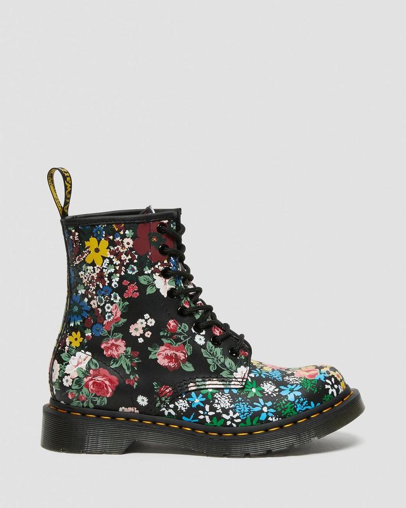 Dr Martens 1460 Pascal Floral Mash Up Læder Snørestøvler Dame Hvide | DK 186OKI